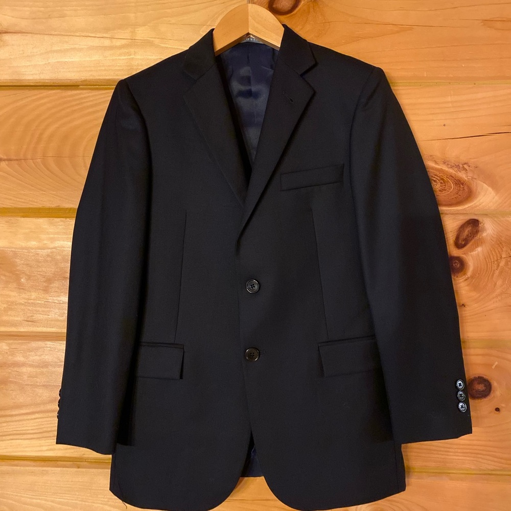 His First Hickey Freeman suit. Size 10. Navy Blue 100% wool